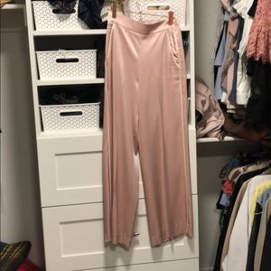 Pink satin wide legged pants